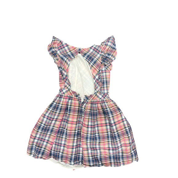 Polo Ralph Lauren Girls Plaid Ruffle Dress Size 10 Blue Pink Yellow Cotton Blend - Picture 2 of 4